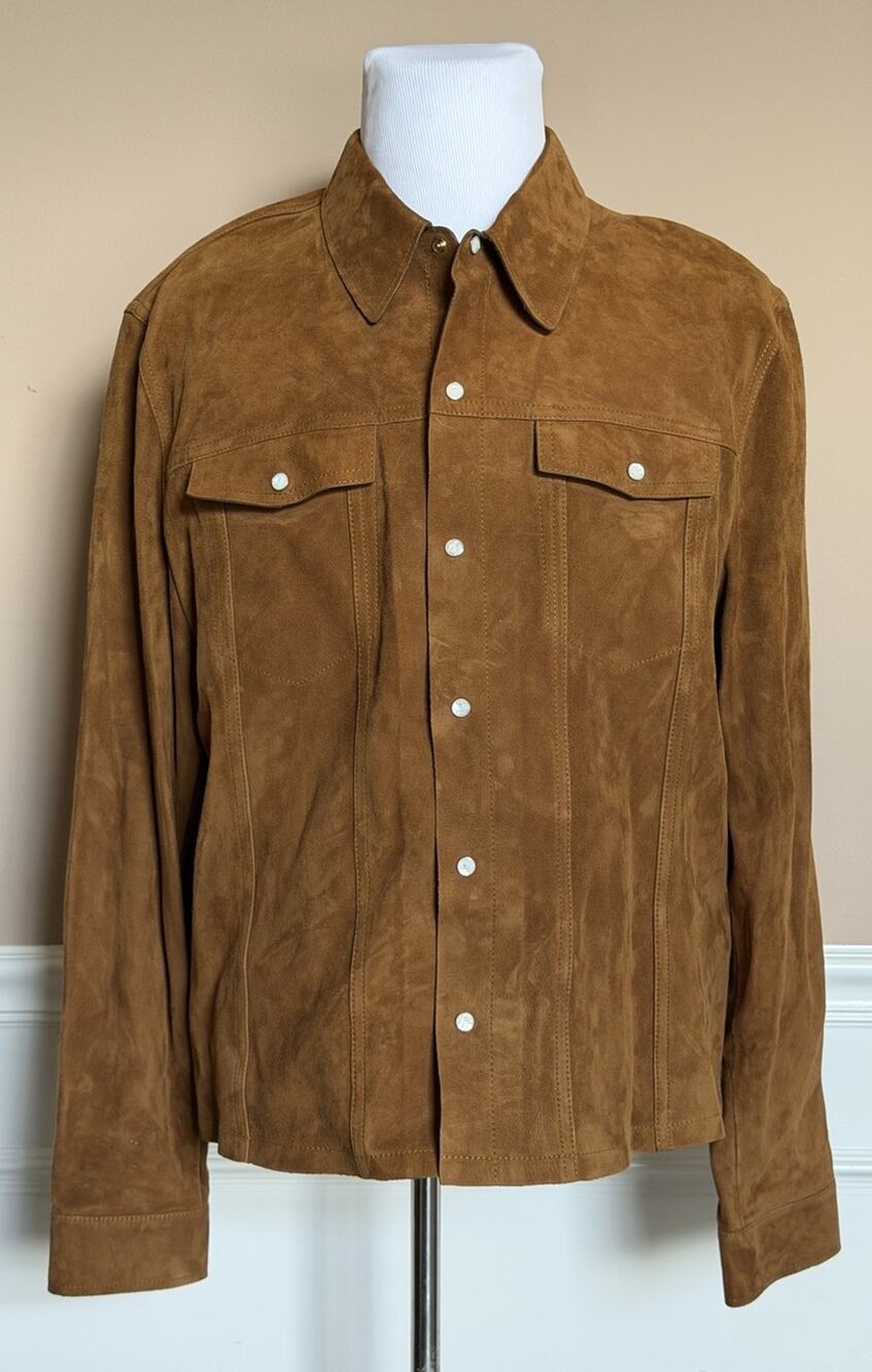 Versace Men’s Suede Leather Brown Jacket 46 US (56 Euro) IT 1019144 NWT $4300